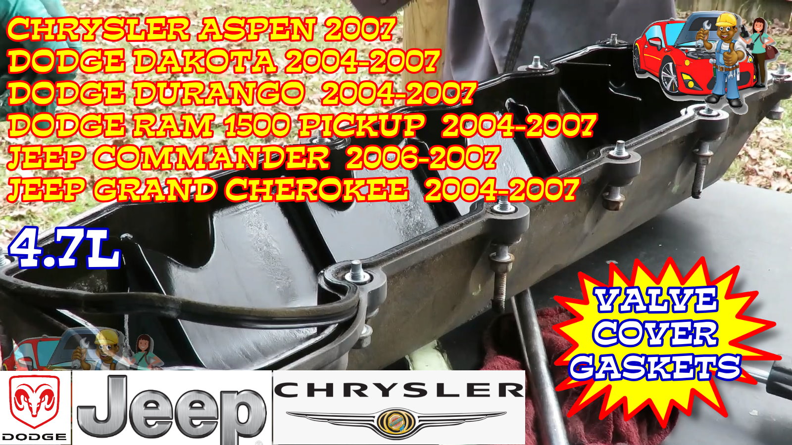 Jeep Commander Cherokee Dodge Pickup Durango Dakota Chrysler Aspen Valve Cover Gaskets Replacement