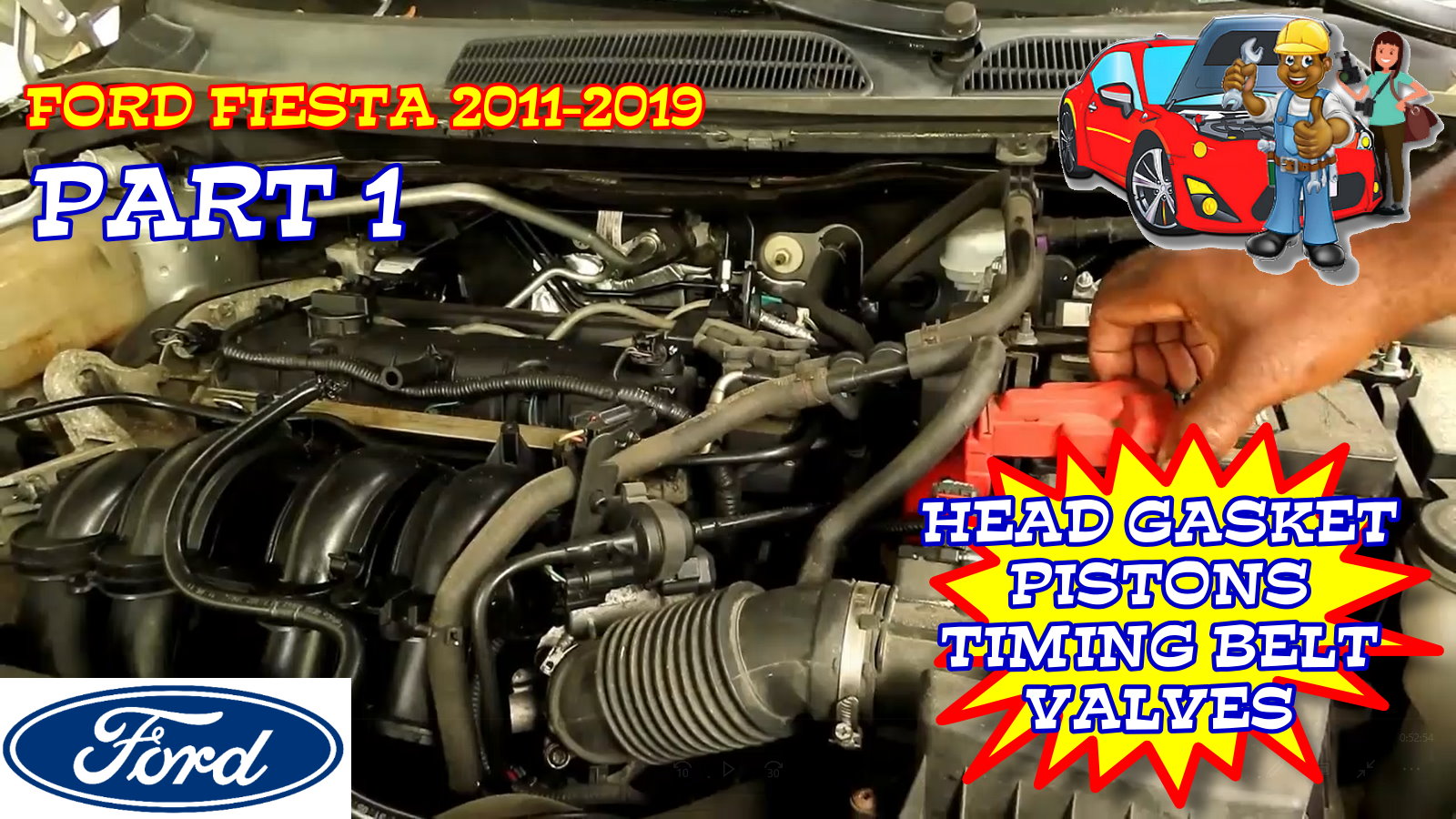 Ford Fiesta Head Gasket Timing Belt Intake Exhaust Valves Pistons Replacement 2011-2019 Part 1