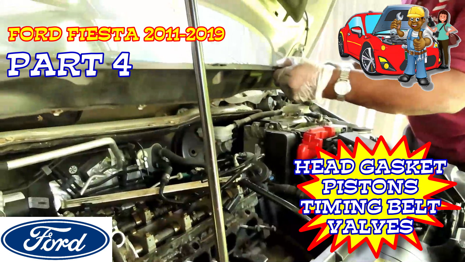 Ford Fiesta Head Gasket Timing Belt Intake Exhaust Valves Pistons Replacement 2011-2019 Part 4